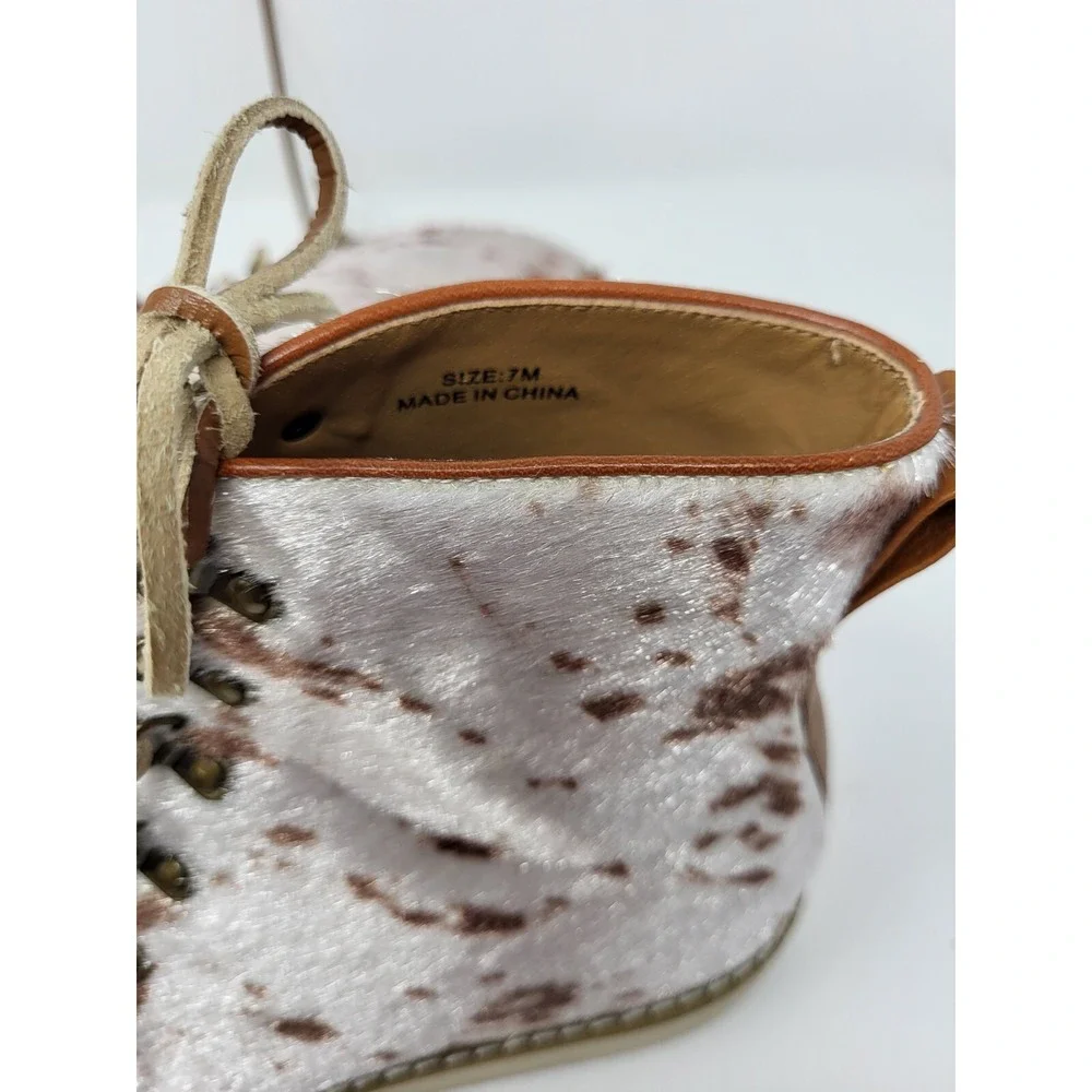 Free People Farylrobin Joplin Vegan Cowhide Leather Lace Up Ankle Boots‎ Size 7